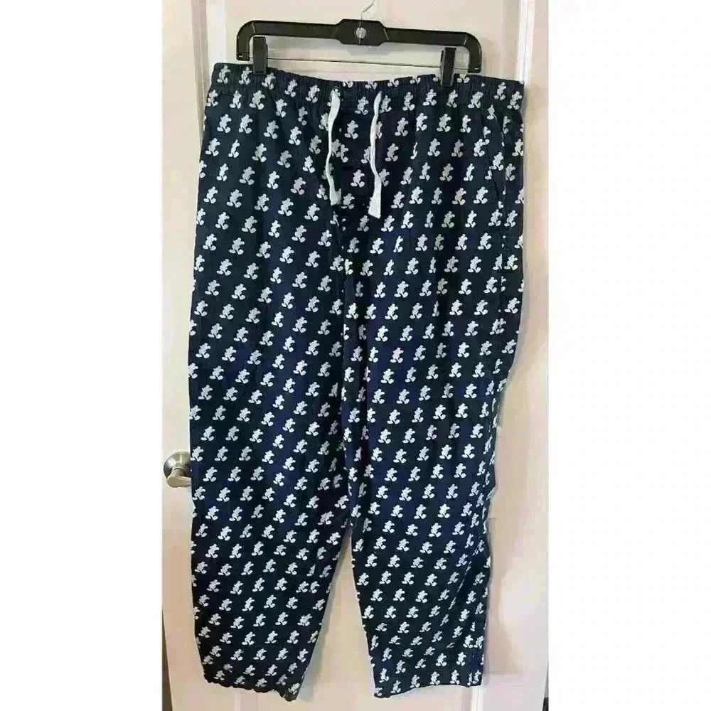 Disney Parks Mickey Mouse Pajama Pants Mens Size L Blue All Over Print Pockets